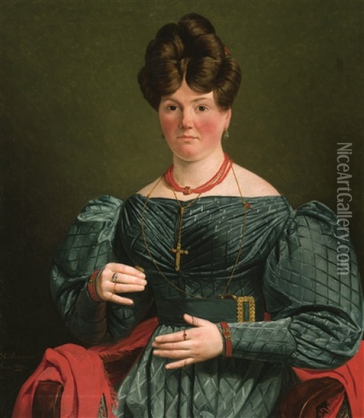 Portrait Of A Lady (1828) Oil Painting - Jean Henri de Coene