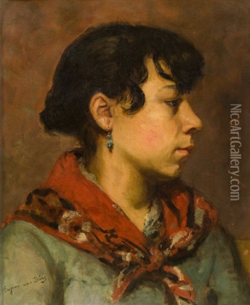 Portrat Einer Jungen Italienerin Oil Painting - Eugen von Blaas