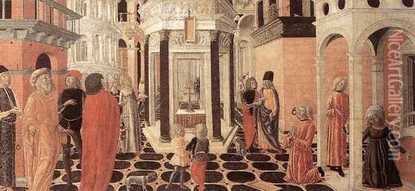 Three Episodes from the Life of St Benedict (2) 1475 Oil Painting - Neroccio (Bartolommeo) De' Landi
