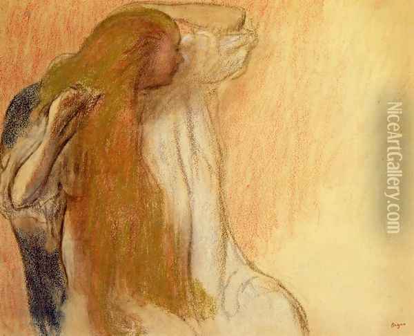 Woman Combing Her Hair V Oil Painting - Edgar Degas