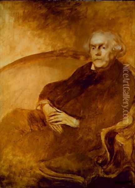 Portrait of Edmond de Goncourt Oil Painting - Eugene Carriere
