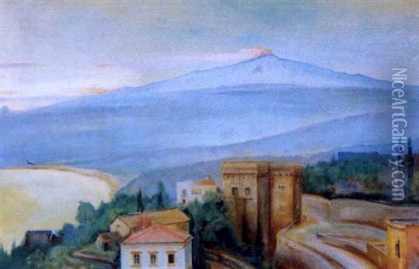 Etna Oil Painting - Gustav Gwozdecki