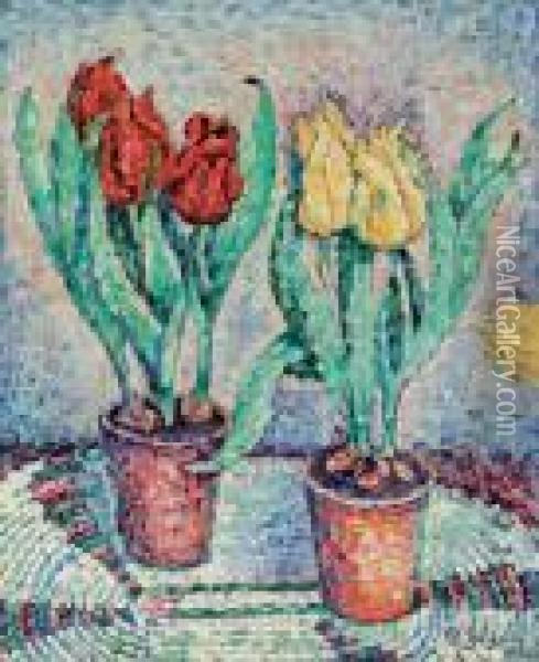 Fleurs Oil Painting - Paul Signac