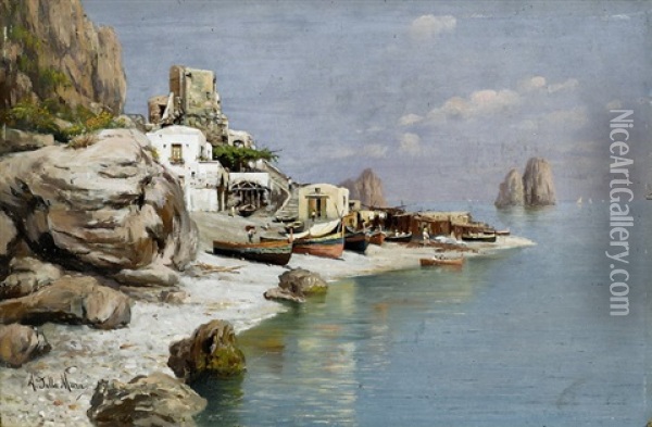 Capri (marina Privata) Oil Painting - Angelo Della Mura