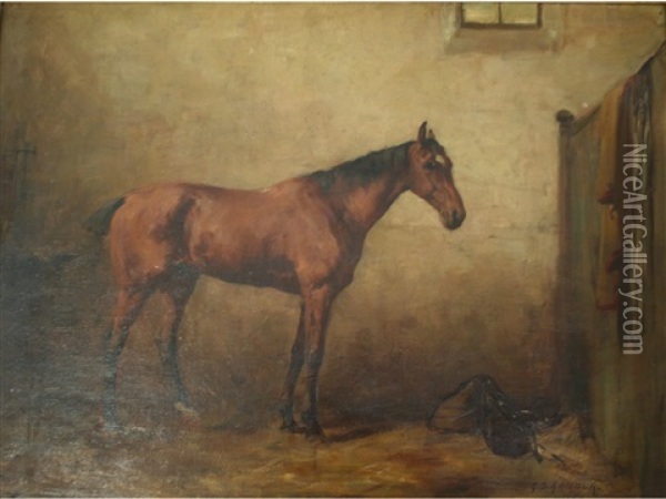 A Bay Horse In A Stable Oil Painting - George Denholm Armour