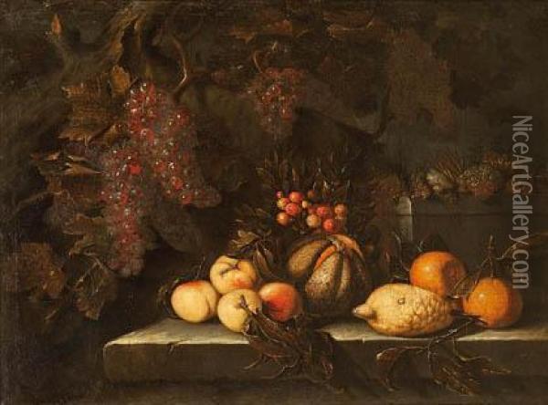 Bodegon De Frutas Oil Painting - Giovan Battista Ruoppolo