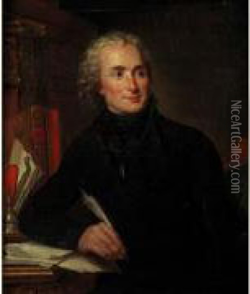 Portrait De L'abbe De Montesquiou-fezensac A Son Bureau Oil Painting - Guillaume Voiriot
