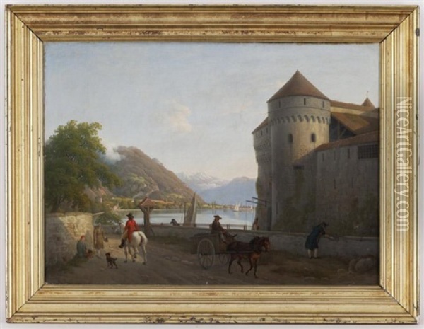 Le Chateau De Chillon Oil Painting - Johann Jakob Biedermann