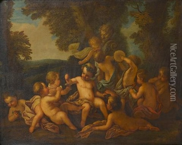 The Infant Bacchus In A Bacchanale Oil Painting - Charles Dominique Joseph Eisen