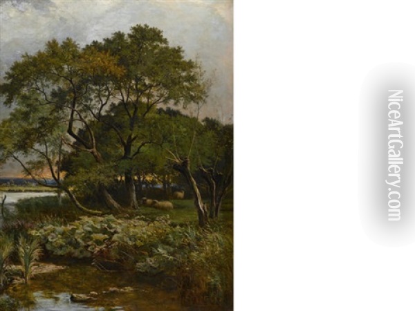 Banks Of The River Stour Oil Painting - Sidney Richard Percy