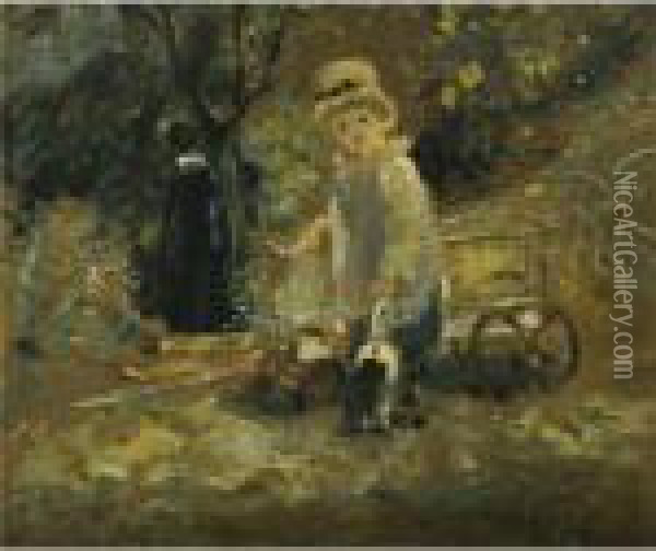 A Boy With A Toy Cart Oil Painting - John Constable