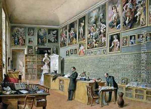 The Library in use as an office of the Ambraser Gallery in the Lower Belvedere Oil Painting - Carl Goebel
