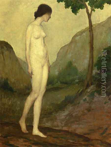 Nude in Landscape Oil Painting - Arthur Bowen Davies