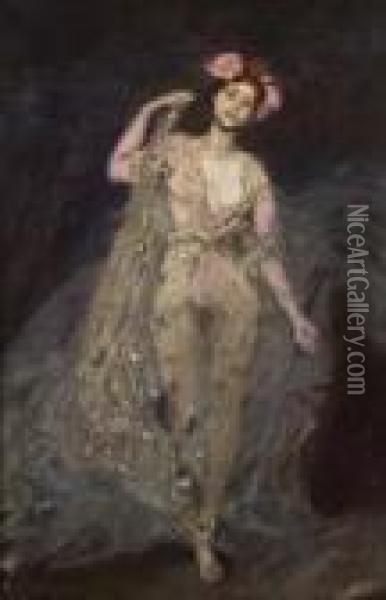 Tanzerin Im
 Schleierkostum. Oil Painting - Albert von Keller