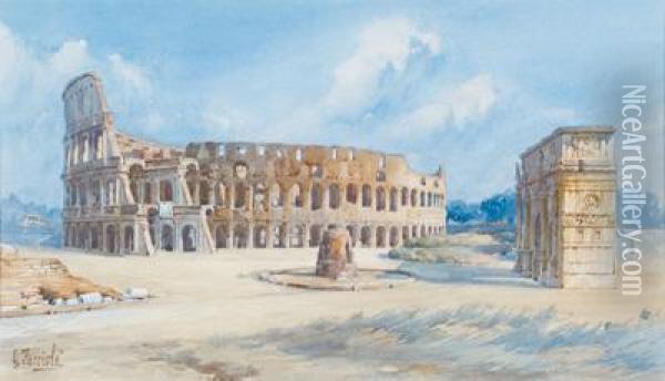 Das Colosseum In Rom Oil Painting - Giovanni Facciola