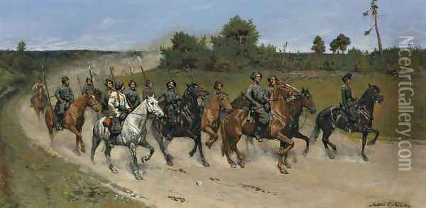 Polish Cavalry Oil Painting - Antoni Piotrowski