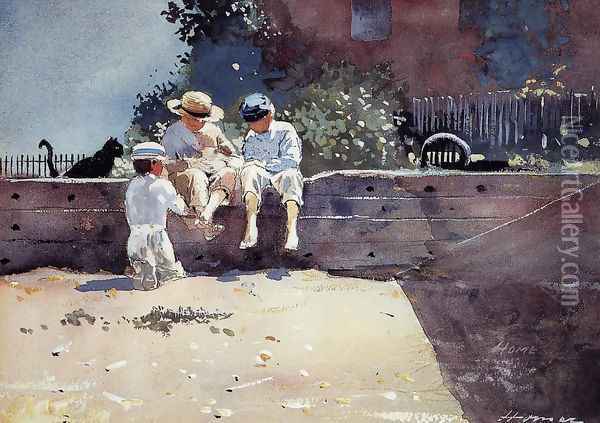 Boys and Kitten Oil Painting - Winslow Homer