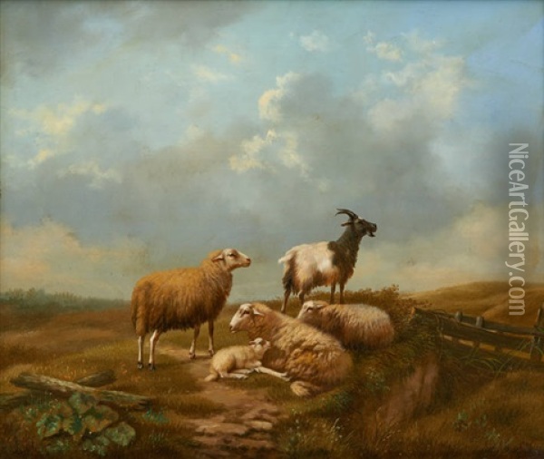 Moutons Et Bouc Avant L'orage Oil Painting - Arthur De Waerhert