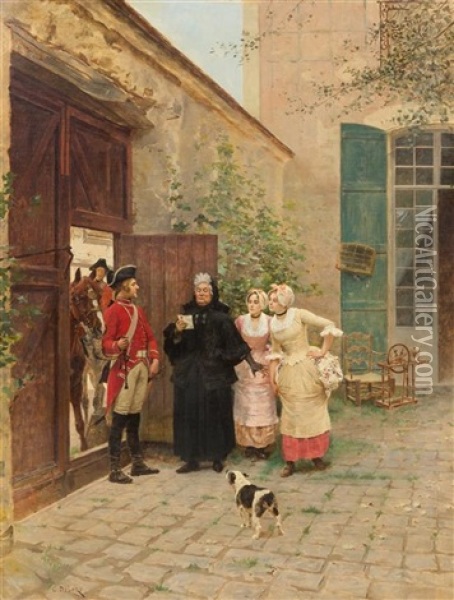 The Letter Oil Painting - Charles Edouard Edmond Delort