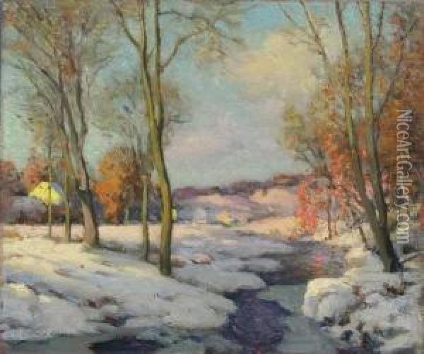A Winter Stream Oil Painting - William Jurian Kaula