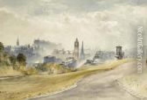 Edinburgh From The Carton Hill Oil Painting - John Blair