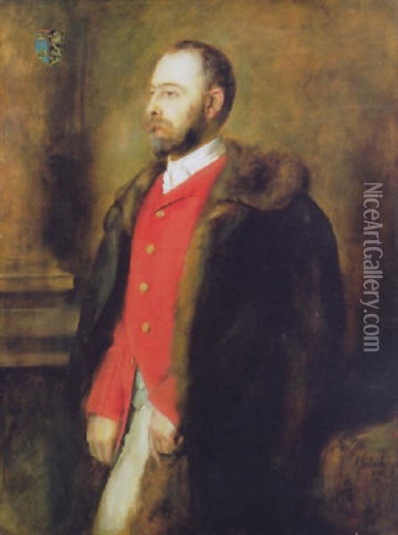 Standbildnis Des Freiherrn Adolf Busingorwill Im Halbprofil Oil Painting - Franz Seraph von Lenbach