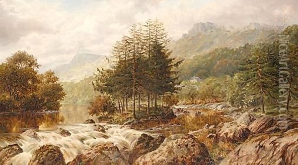 On The Llugy Near Pont-Y-Pair, Bettws, North Wales Oil Painting - William Henry Mander