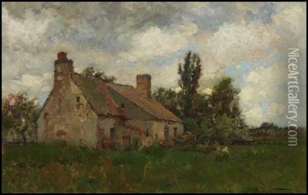 Landscape With Cottage Oil Painting - Percy Franklin Woodcock