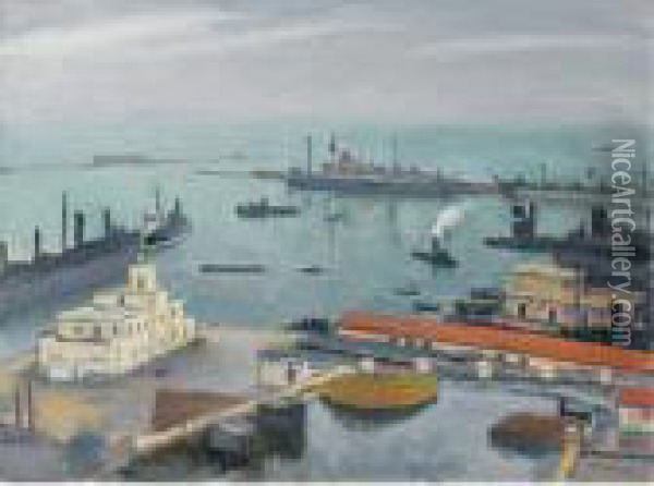 Le Port Et La Douane Oil Painting - Albert Marquet
