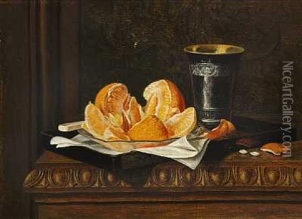 Appelsin Og Solvkrus Pa En Bakke Oil Painting - Betzy Marie Petrea Libert