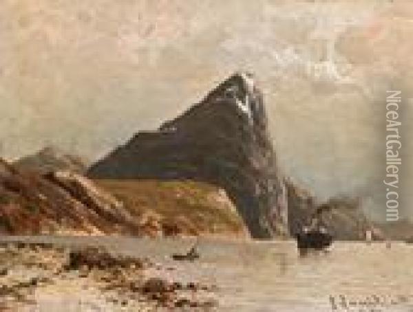Zwei Kleine Fjordlandschaften Oil Painting - Johann Jungblutt