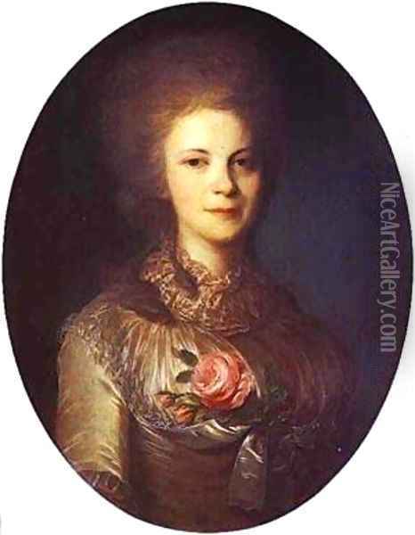 Portrait Of V N Surovtseva 1780s Oil Painting - Fedor Rokotov