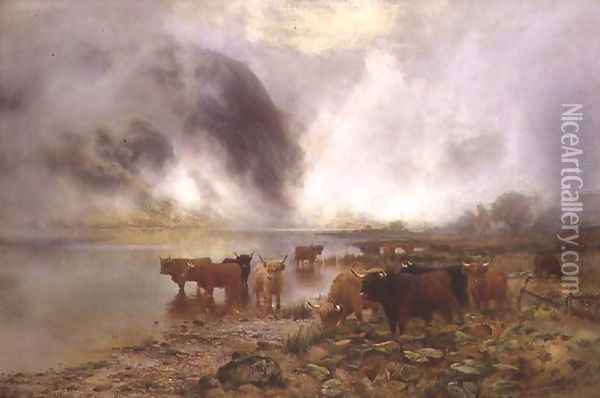 A Highland Loch Oil Painting - Louis Bosworth Hurt