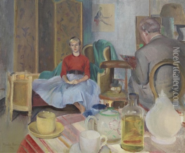 The Unwilling Sitter Oil Painting - Harold Harvey