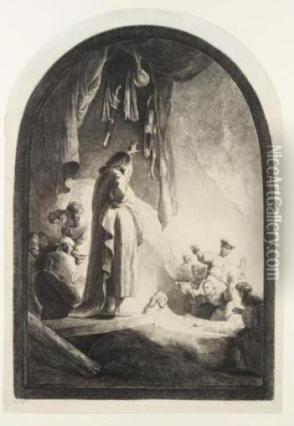 The Raising Of Lazarus: The Large Plate (b., Holl.74; H.96; Bb.32-4) Oil Painting - Rembrandt Van Rijn