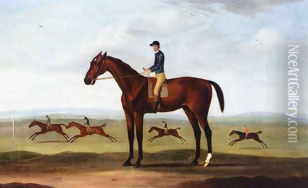 Bay Melton with Jockey Up, Bay Melton Beating King Herod, Turf and Ascham in a Sweepstake Race Beyond Oil Painting - Francis Sartorius