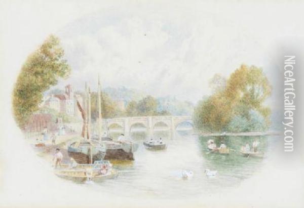 Richmond Bridge Oil Painting - Foster Birkett
