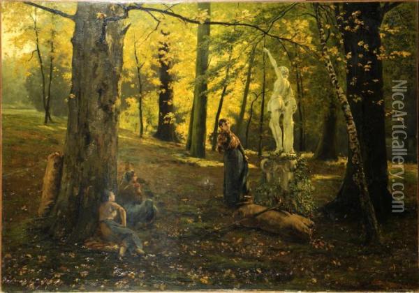 Mere Et Enfant Dans Le Parc Oil Painting - Jan Frans Simons