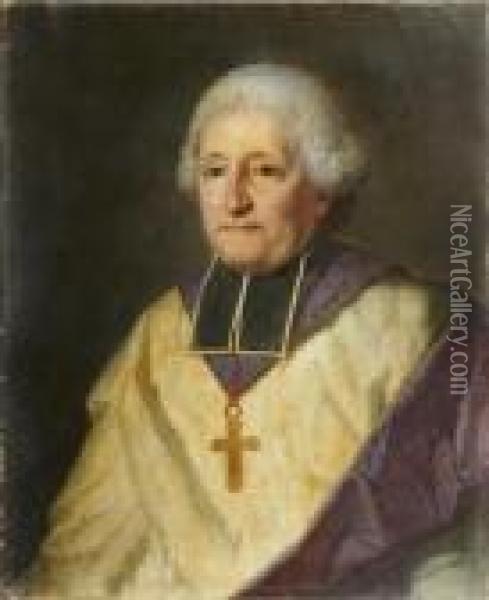 Portrait D'ecclesiastique Oil Painting - Jean Jacques Francois Le Barbier