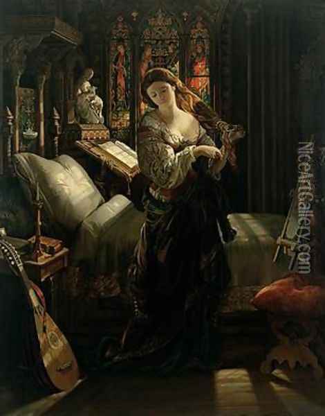 Madeline after Prayer 1868 Oil Painting - Daniel Maclise