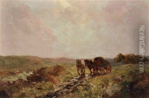 A Horse Cart On An Upland Road Oil Painting - John Falconar Slater