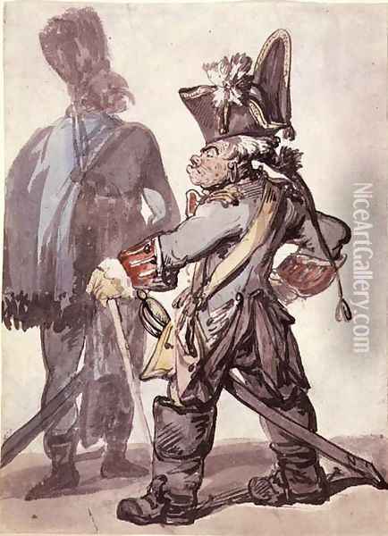 No.2160 Frederick the Great 1712-86 and One of his Officers Oil Painting - Thomas Rowlandson