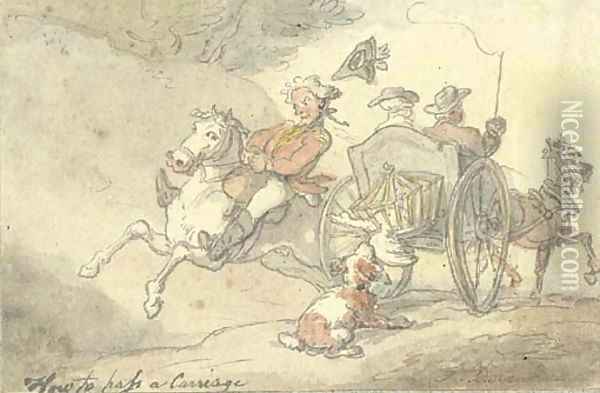 How to pass a carriage Oil Painting - Thomas Rowlandson