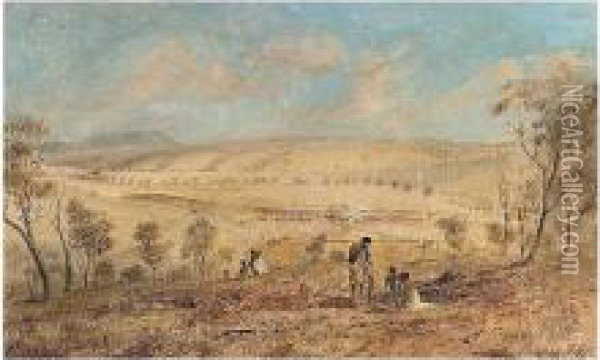Charllan Station Near Mount Remarkable, Adelaide, South Australia Oil Painting - Samuel Thomas Gill