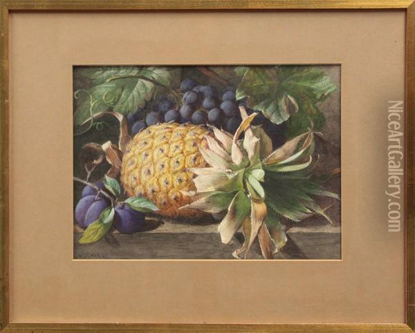Pineapple And Plums Oil Painting - Charles Henry Slater