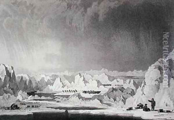 Travelling among hummocks of ice Oil Painting - Captain George Francis Lyon