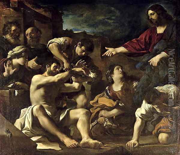 The Resurrection of Lazarus 1619 Oil Painting - Guercino