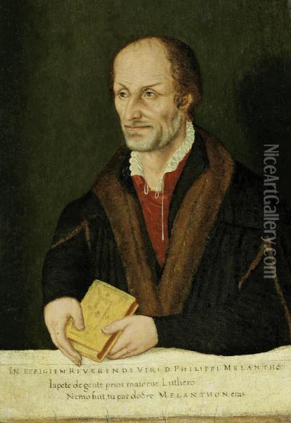 Portrait Of Philipp Melanchthon Oil Painting - Lucas The Younger Cranach