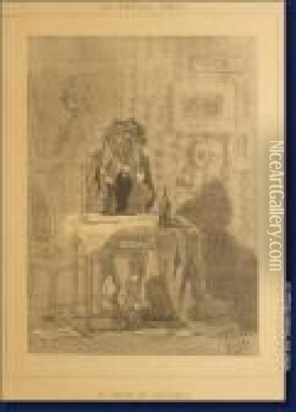 Deux Lithographies Oil Painting - Felicien Rops