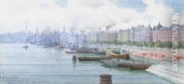 Strandvagen Fran Djurgardsbron Oil Painting - Hjalmar Falk